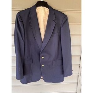 Arnold Palmer Blazer Sz 42L Navy Wool Blend Gold Button Sport Coat Vintage Men's